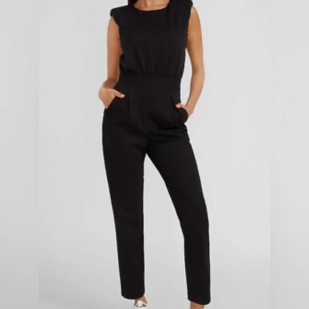 Express Black Pansuit w/Velvet Sleeveless‎ Top, S